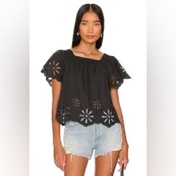Rails Tops - Rails Black Eyelet Sonora Top Size XS